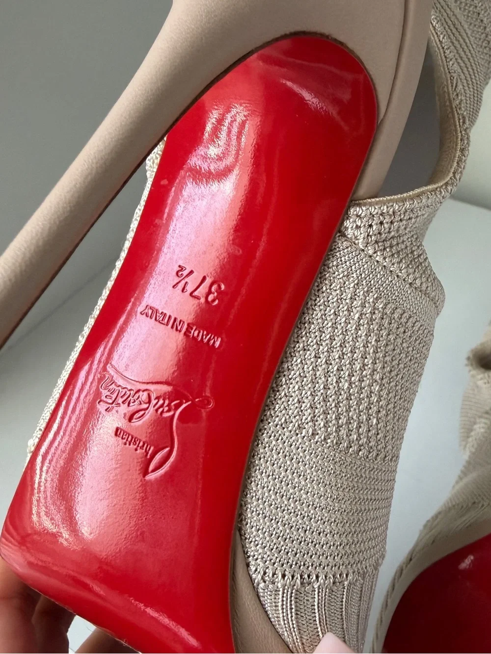 Christian Louboutin Beige Cheminene booties 37.5